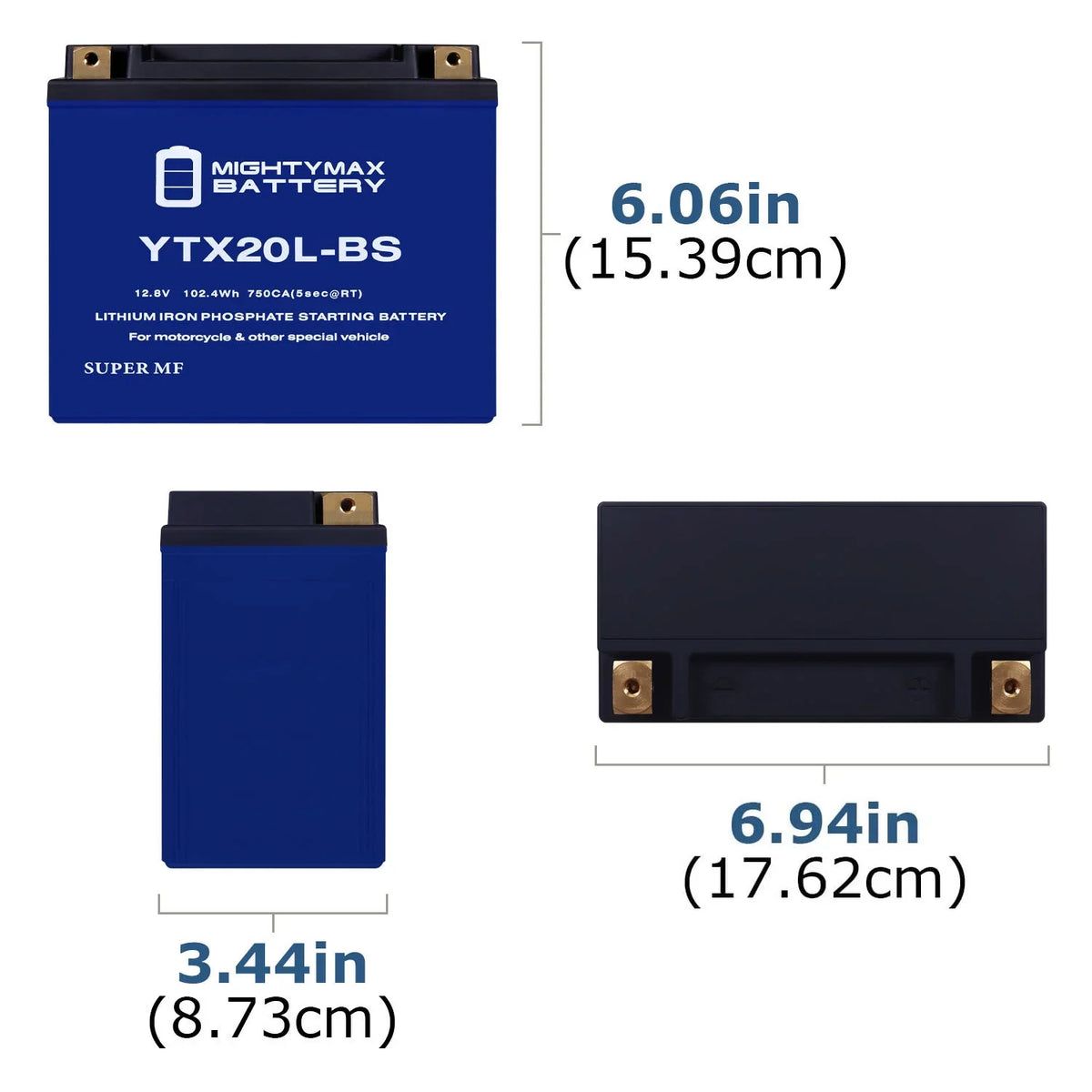 Ski 1500 compatible Replacement YTX20L-BS Lithium with Jet SXR 17-20 Battery Kawasaki