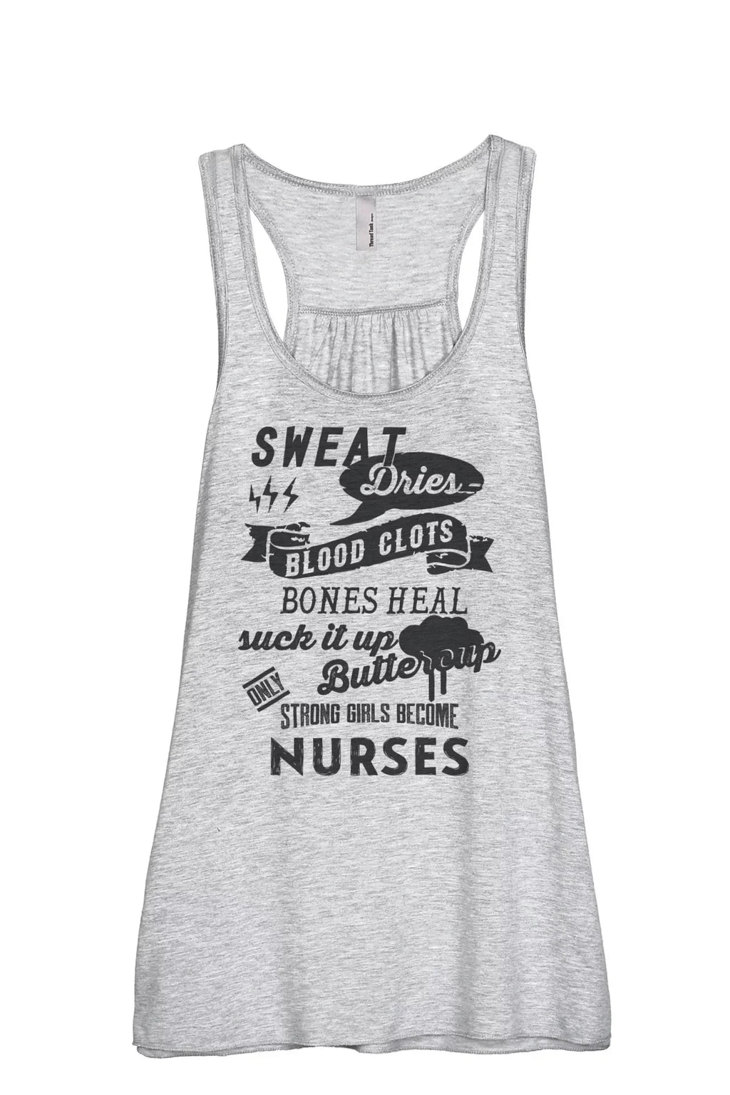 Strong Thread Tank Nurses Large Sport Tank Girls Racerback Grey Top Flowy Sleeveless Women's