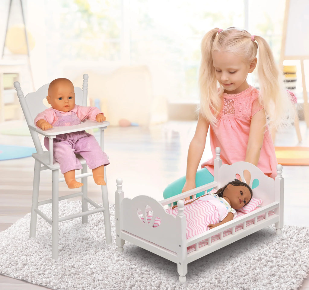and Bedding 18 English Badger - inch Basket for with White/Pink Country Chair Bed High Dolls