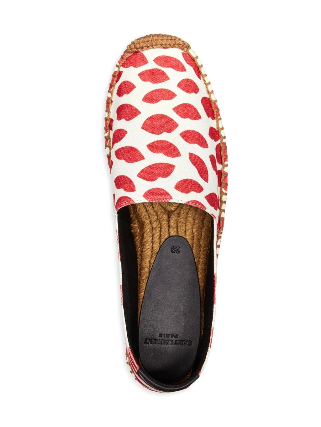 36 On Platform Womens Red Logo Round Lip Slip Espadrille Printed Shoes LAURENT Bianco Toe SAINT Woven