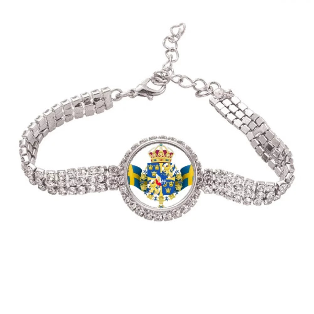 Tennis Sweden Country Bracelet Emblem Anklet Diamond Jewelry Chain Symbol National