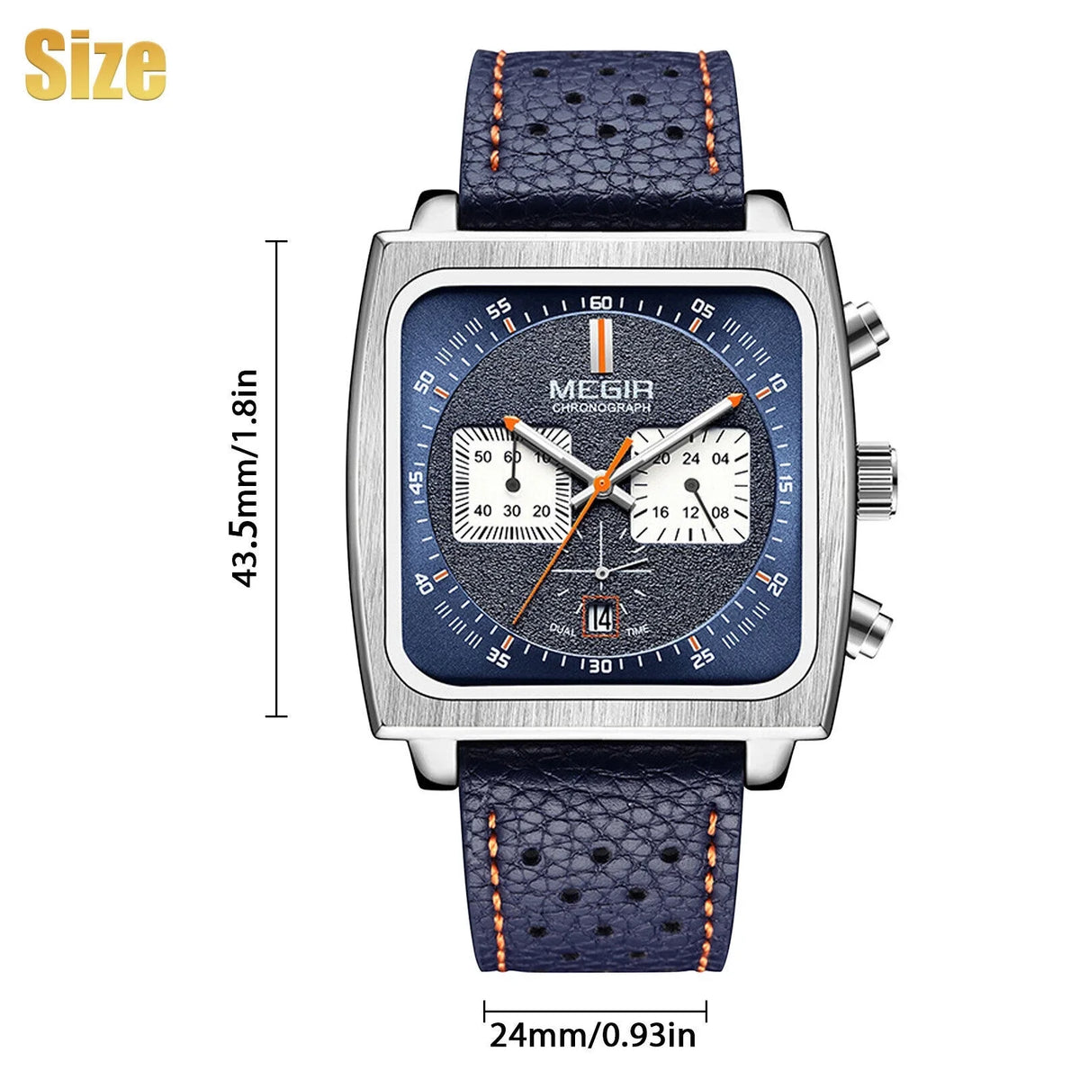 Waterproof Business Watch Men's Quartz Luminous Luxury Leather MEGIR Chronograph