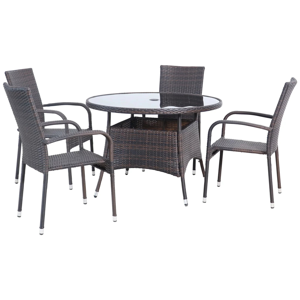 Resin Brown Wicker Patio 5-Piece Northlight Dining Set Venice Outdoor Woven