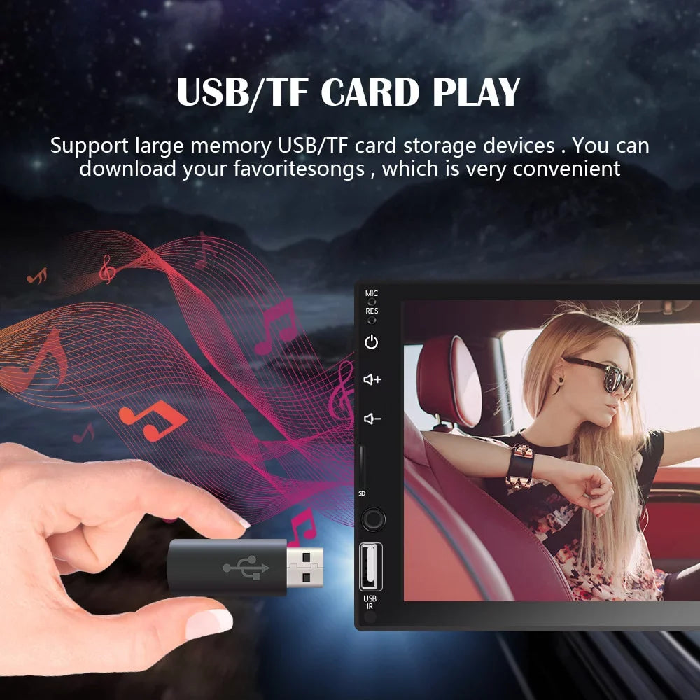 Car Touch Camera/Android 2 Screen Car for Player Din MP5 Stereo Auto/Autoradio/IOS/Bluetooth/USB/TF 7" View Rear Play with Multimedia