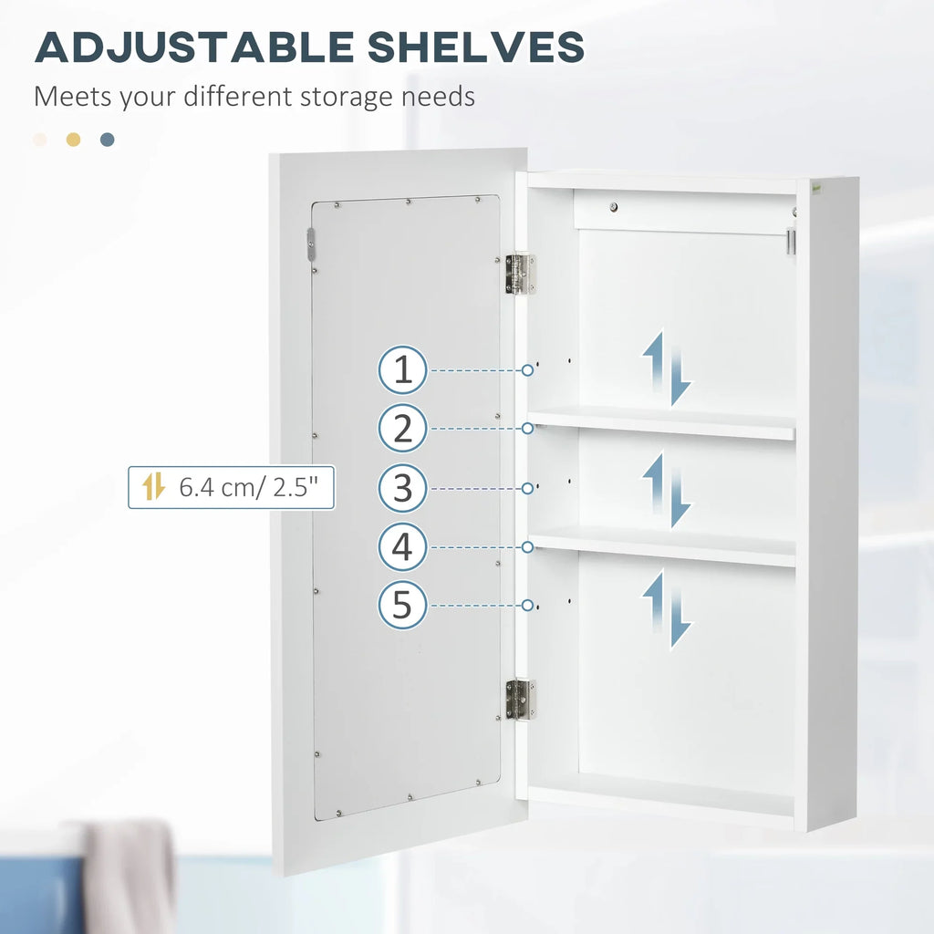Medicine Bathroom Cabinet, Mounted Cabinet, Wall Mirror kleankin White