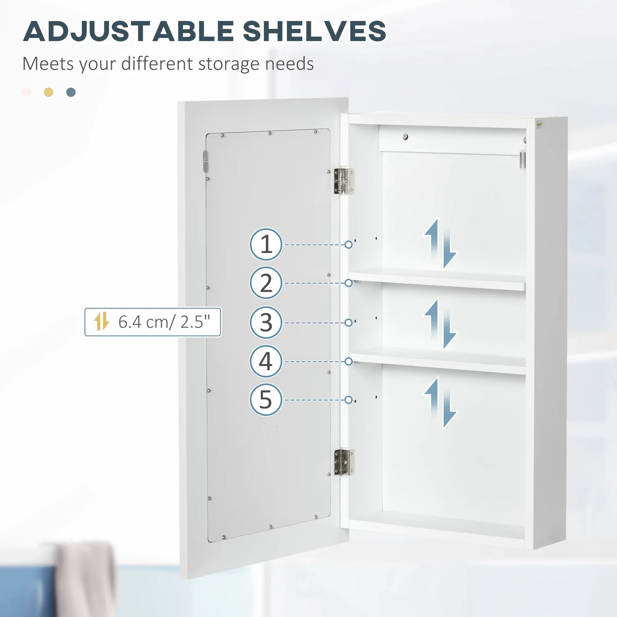 Medicine Bathroom Cabinet, Mounted Cabinet, Wall Mirror kleankin White