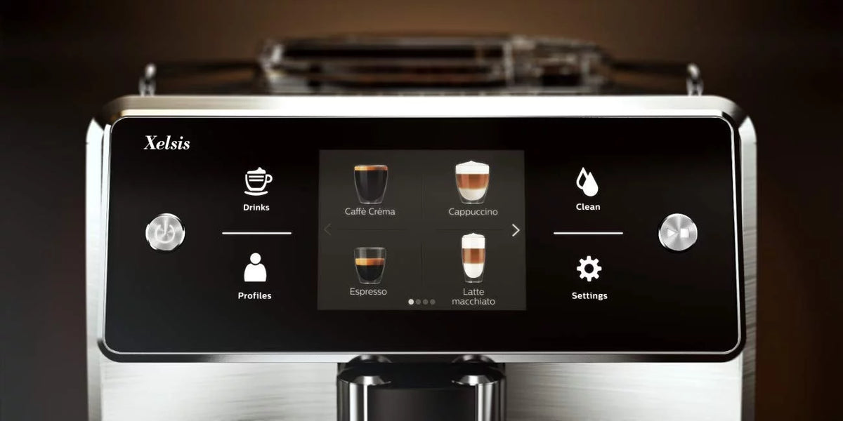 Titanium Automatic Metal Super Espresso SM7684/04 Front Saeco Xelsis Machine,