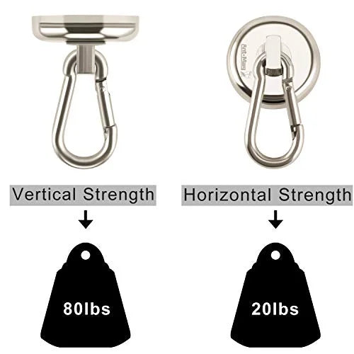 Carabiner Mag Kitchen Grill Pac bagnet Carabiner Purse Heavy Neodymium Swivel Magnetic Hookfor with Ant Duty Carabiner Magnet Warehouse Snap 80LBS - Office Indoor/Outdoor (6 Factory Hooks Hanging