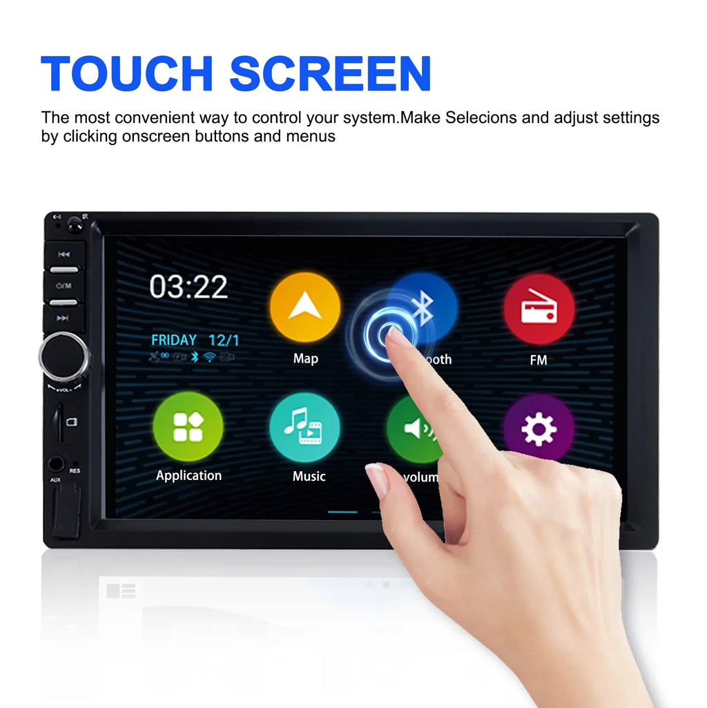 Double Receiver 7" Car Radio Stereo Free Touch Radio Link/USB/SD/AUX, Audio Screen Mirror Support Hands Bluetooth Backup Calling Radio - Car Camera Din Car with