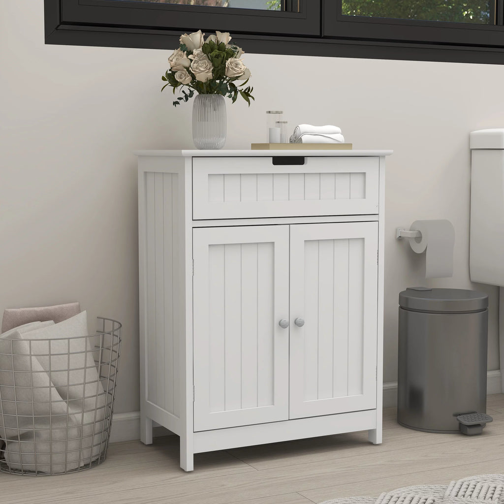 Room. for White 1 Wood in Freestanding and Cabinet Floor Drawer Versatile Doors, Living Storage Bathroom 2 Elegant Adjustable Bathroom Design Organizer Shelf