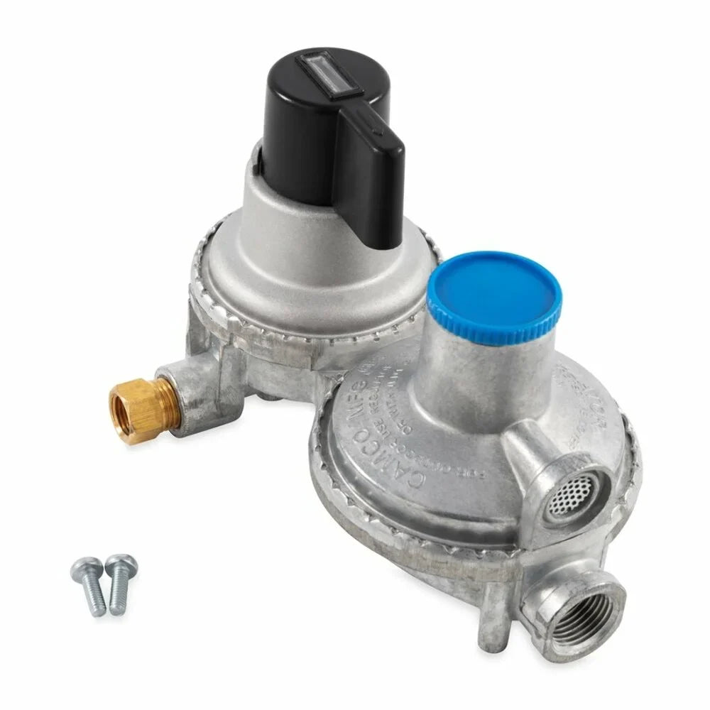 For Propane Dual Regulator- Camco Full a with Change With Hookups, (59005) Auto to Empty Auto-Changeover RVs From Tank Constant Double-Stage Tanks Propane Gas Maintains Pressure