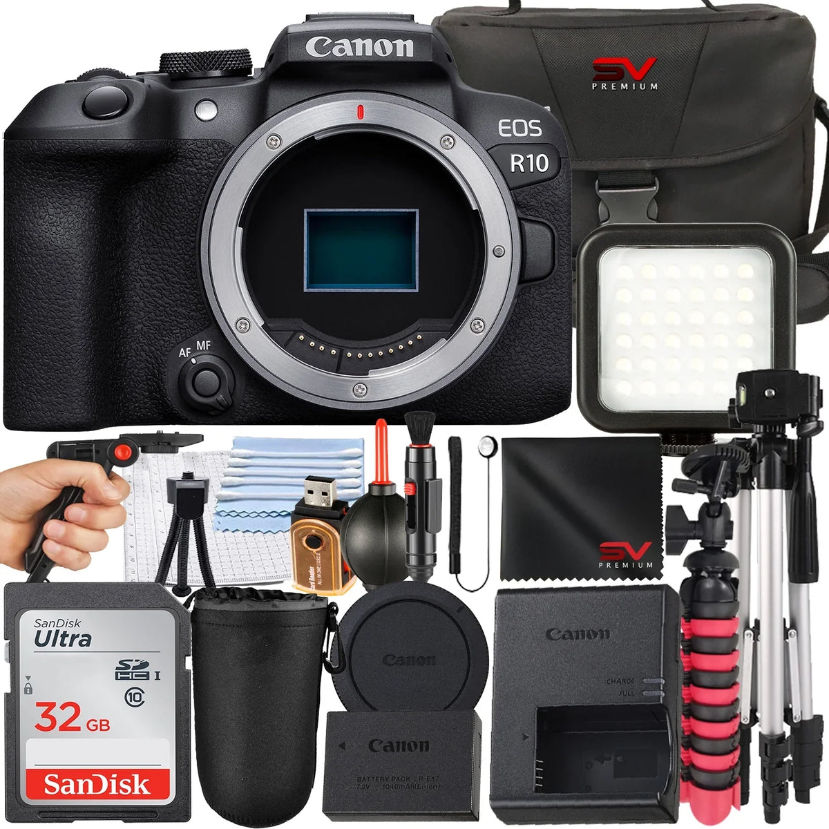 Mirrorless Card 32GB SanDisk + Memory Camera Only) + (Body Tripod Bundle SV R10 Case EOS Premium Accessory with + Canon