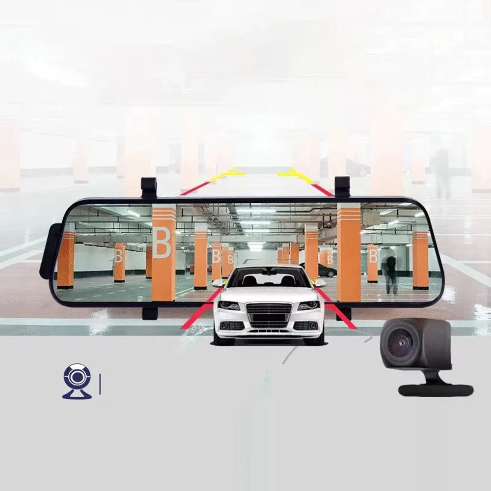 Locking Motion Monitor, - - Collision Rear 9.66 Angle 1080P Cam Night-Vision, Dash Recorder DVR Touchscreen Support, Camera - Front Driving Inch & Detection Dual Wide Loop Parking