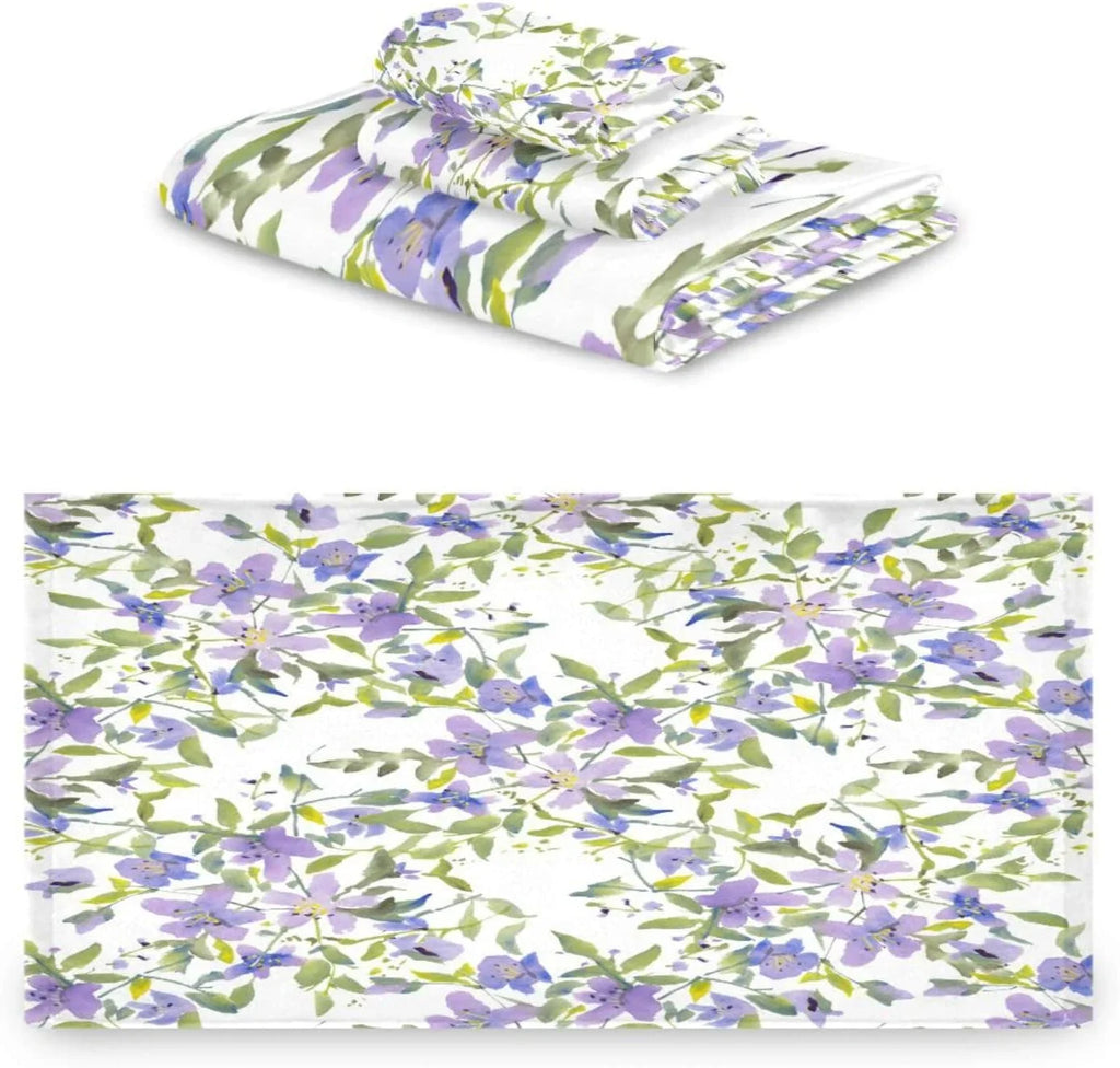 Wellsay 1 Purple Spa Bath Quick Beach Hand Soft for Bathroom Bathroom Flowers Set Absorbent & Towels, of Washcloth) Set Highly Towel Towels 3, (1 Towel, Bath Dry Set 1 Towels