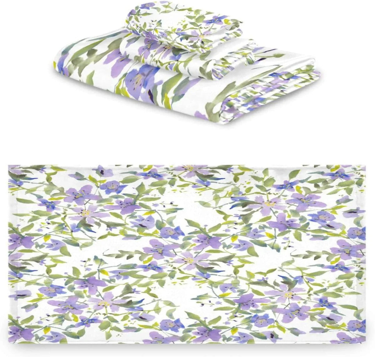 Wellsay 1 Purple Spa Bath Quick Beach Hand Soft for Bathroom Bathroom Flowers Set Absorbent & Towels, of Washcloth) Set Highly Towel Towels 3, (1 Towel, Bath Dry Set 1 Towels