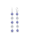 Ct 925 Tanzanite Round Stone Topaz 9.00 Gem Silver Sterling King Earrings Blue White