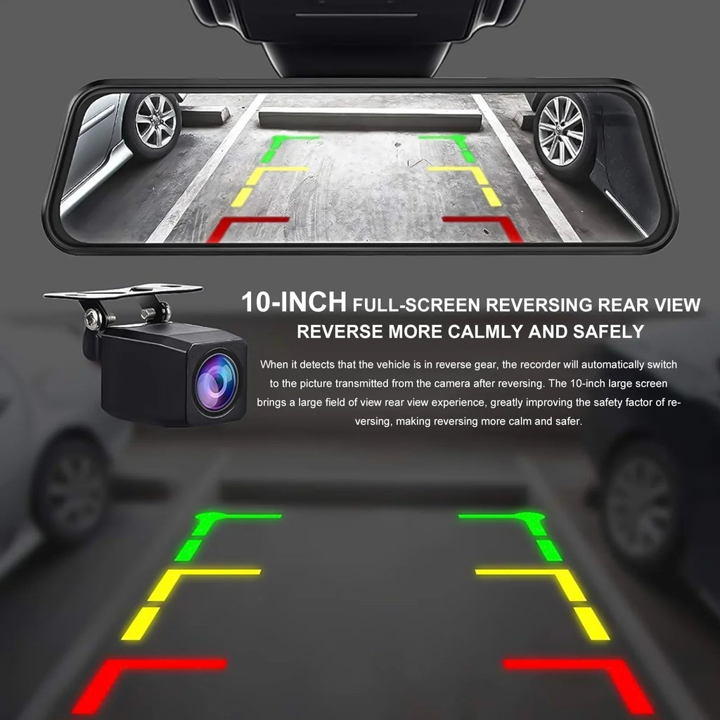 Dash Dash Cars, WDR, Parking Angle, Cam Vision, 32GB Full 1080P Card, Screen Mode Rear, IPS for Night Front Camera 10Inch HD 170°Wide 24H Free