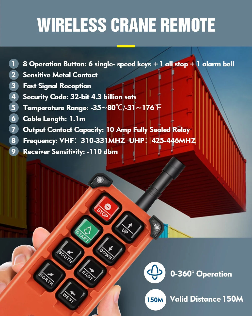 Buttons Winch 8 Electric Crane 12V 1 Wireless Remote Overhead Receiver Lift Control Tower DC Industrial Radio Transmitter Hoist 2 Crane + Crane Switch Bridge