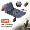 USB 80W Folding Camping Charger Panel Bank Paddsun Power USA Phone Hiking Solar Outdoor
