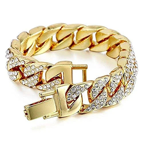 (Gold Timepiece Raymond Eyes - Chrono ST10311 Watch Inspired Mens - on - Hip Rhinestones Big Iced Out Diamond - by Bling Charles Rubber Hop Faux Blast Cuban)