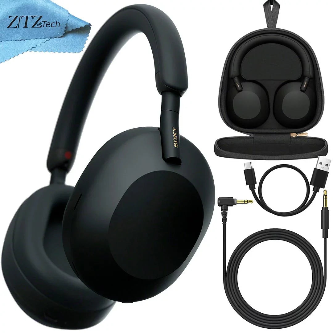 Calling, Wireless Crystal Control Black Alexa Hi-Res Noise Microfiber and Sony ( Cloth + Clear Cleaning Cancelling Industry Audio, Voice ), Hands-Free Leading Headphones WH-1000XM5 ZeeTech