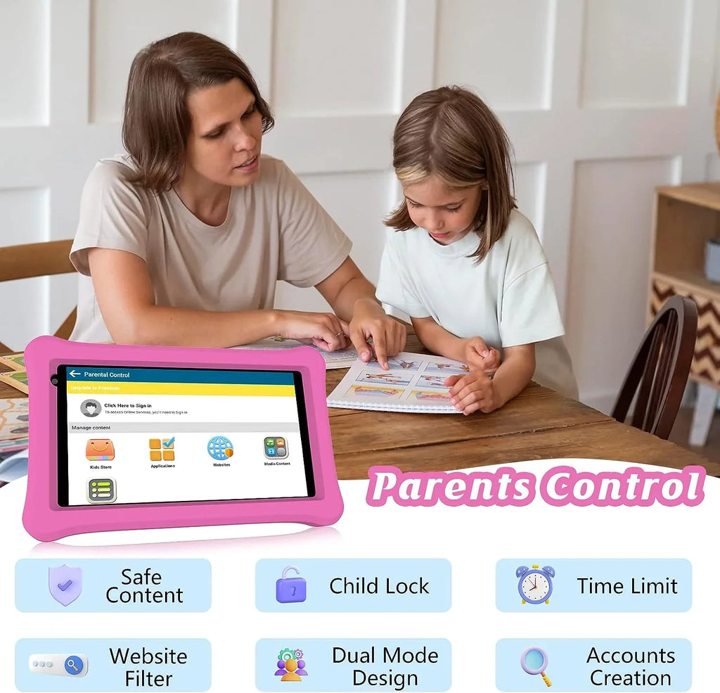 Tablet Tablets, Tablet for RAM Toddler Tablet 2GB Case, Learning 32GB Control WiFi, Androrid Certificated, Kids for Bluetooth, 11 Tablet, Google with 7 Camera, Dual ROM inch Parental Kids