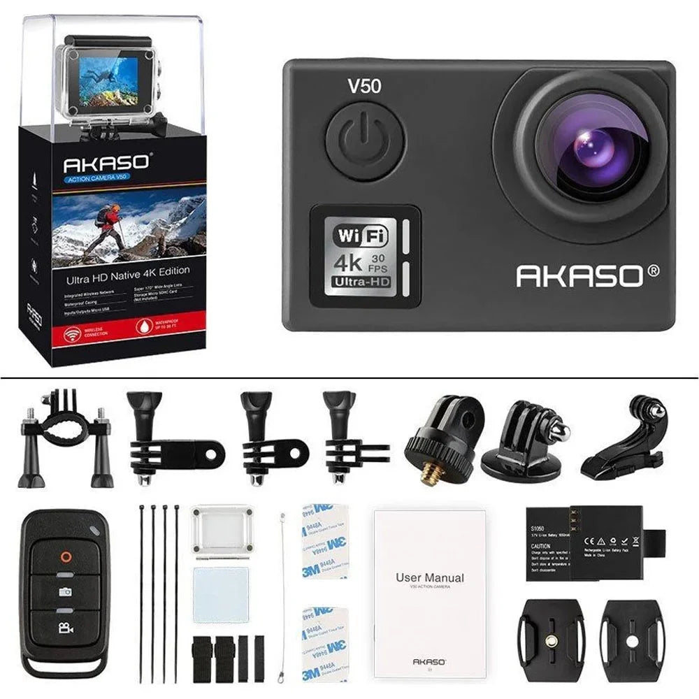 20 - Camera-Native V50 Box) Wi-Fi Action MP (Open with Akaso 4K/30fps