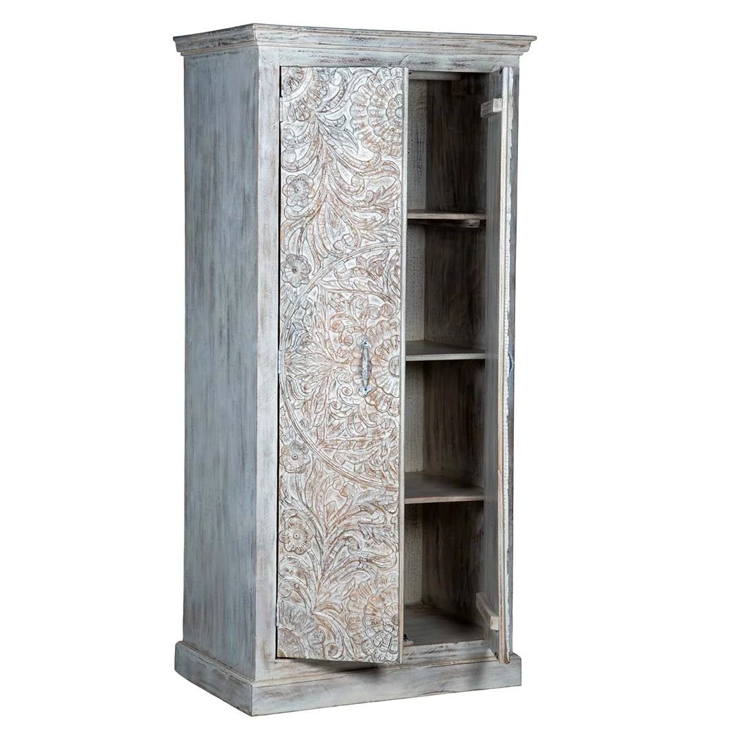 Chic Carved White Maadze Wardrobe Shabby