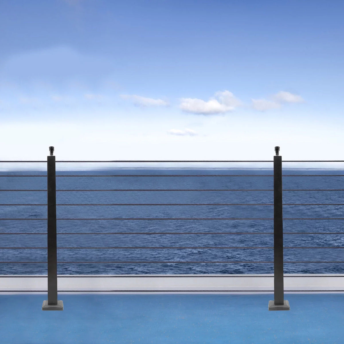 Cable Concrete Level Post Sides Deck Pre-Drilled Railing Two for Wood Steel Fence Level Stainless Square System Railing 36''x2''x2'' Post Cable