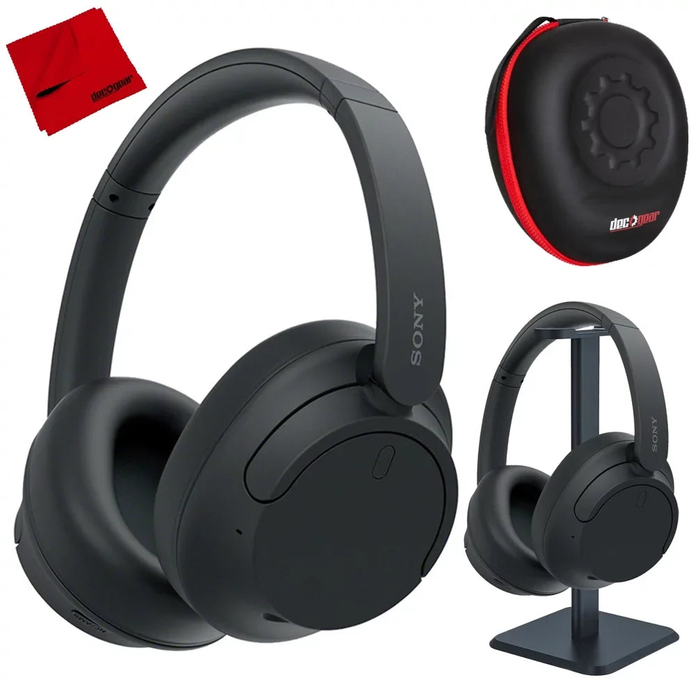 WH-CH720N/B Headphone Pro Case Cleaning Cloth Stand Gear Noise Black Microfiber Deco + Cancelling Audio Wireless + Bundle Hard with Sony Headphone,