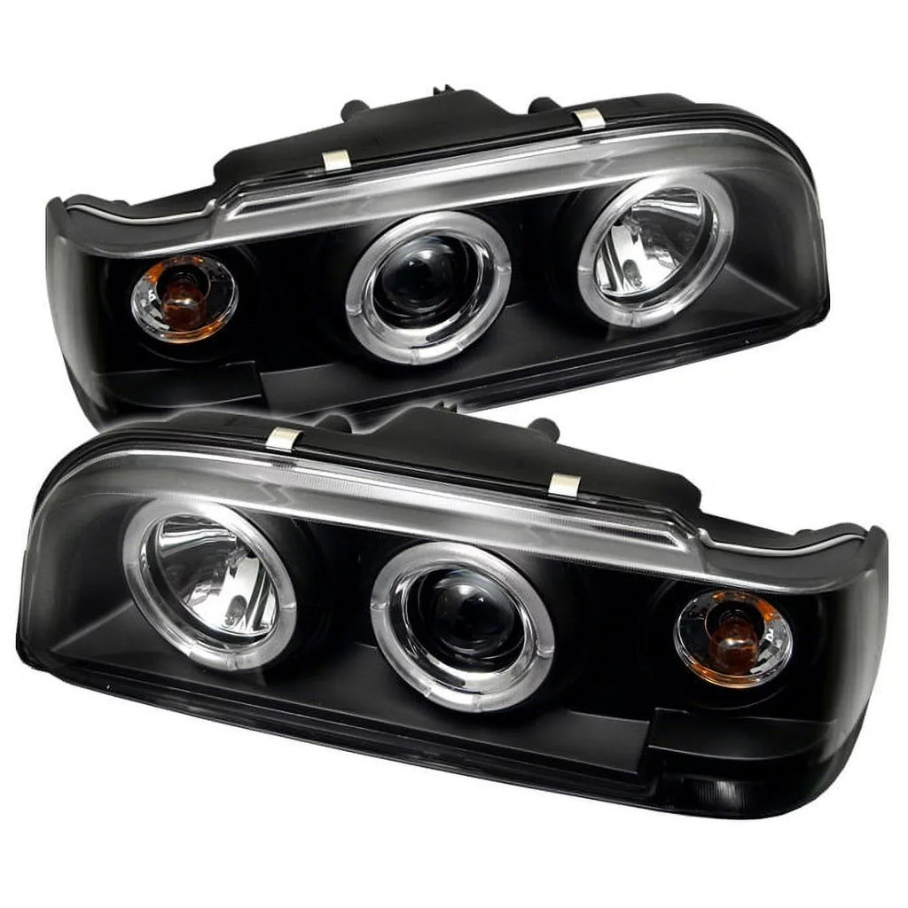 Headlights - 850 Black H1 Projector H1 Spyder 93-97 High - Volvo Low LED - (Included) - Halo (Included)