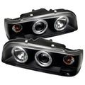 Headlights - 850 Black H1 Projector H1 Spyder 93-97 High - Volvo Low LED - (Included) - Halo (Included)