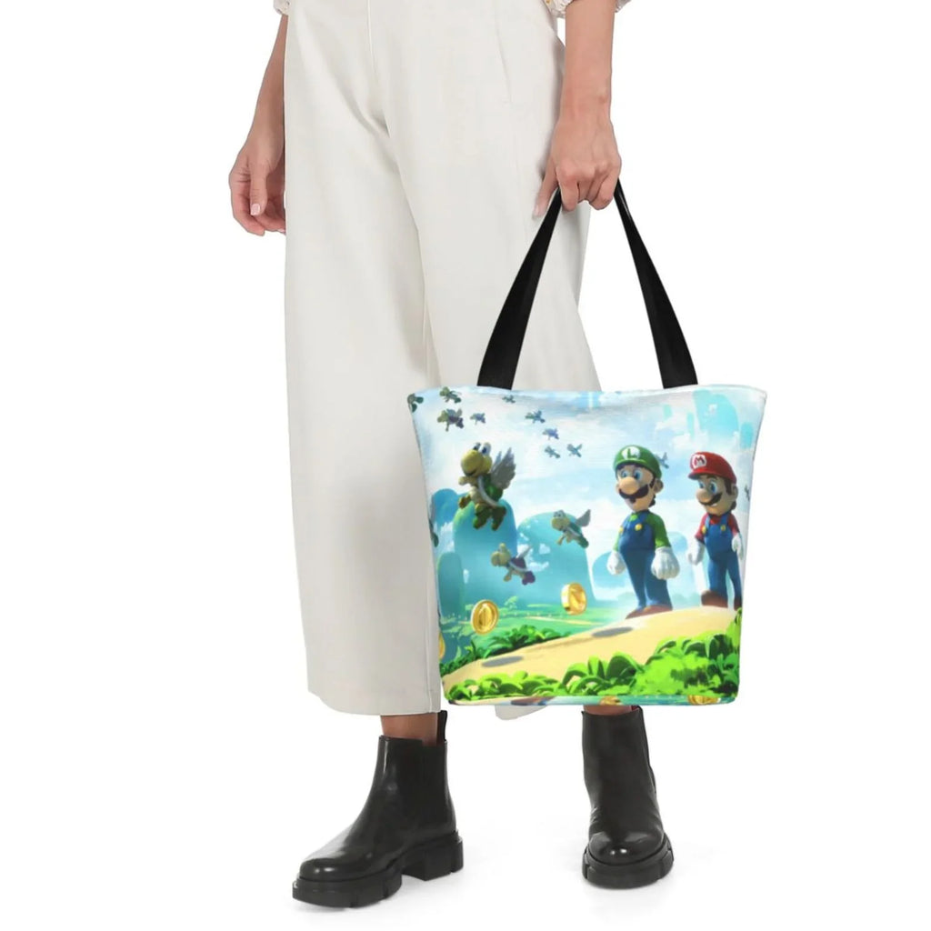Capacity School Handbag Shoulder Bag Luigi Business Large Super Tote Work Beach Travel Cartoon Women's Shopping Mario For