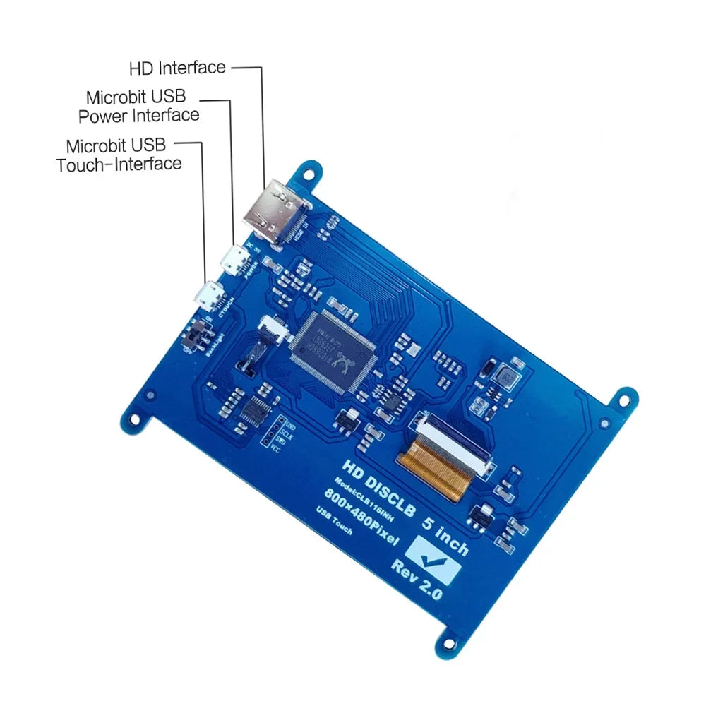 Pi Touchscreen USBInterface Portablewith with 800*480 Resolution Compatible Tool Arealer Display Raspberry 5 Small InchCapacitive