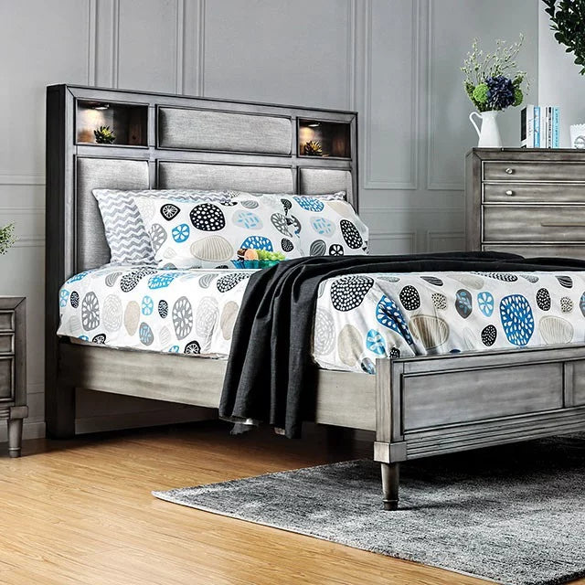 1pc Bed Eastern Transitional Finish Gray Bedroom King Furniture Size Style
