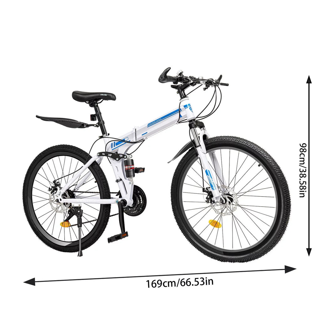 26" School Bike Bicycle Bikes Disc Brake Men Folding Dual SHZICMY Speed 21 Mountain MTB