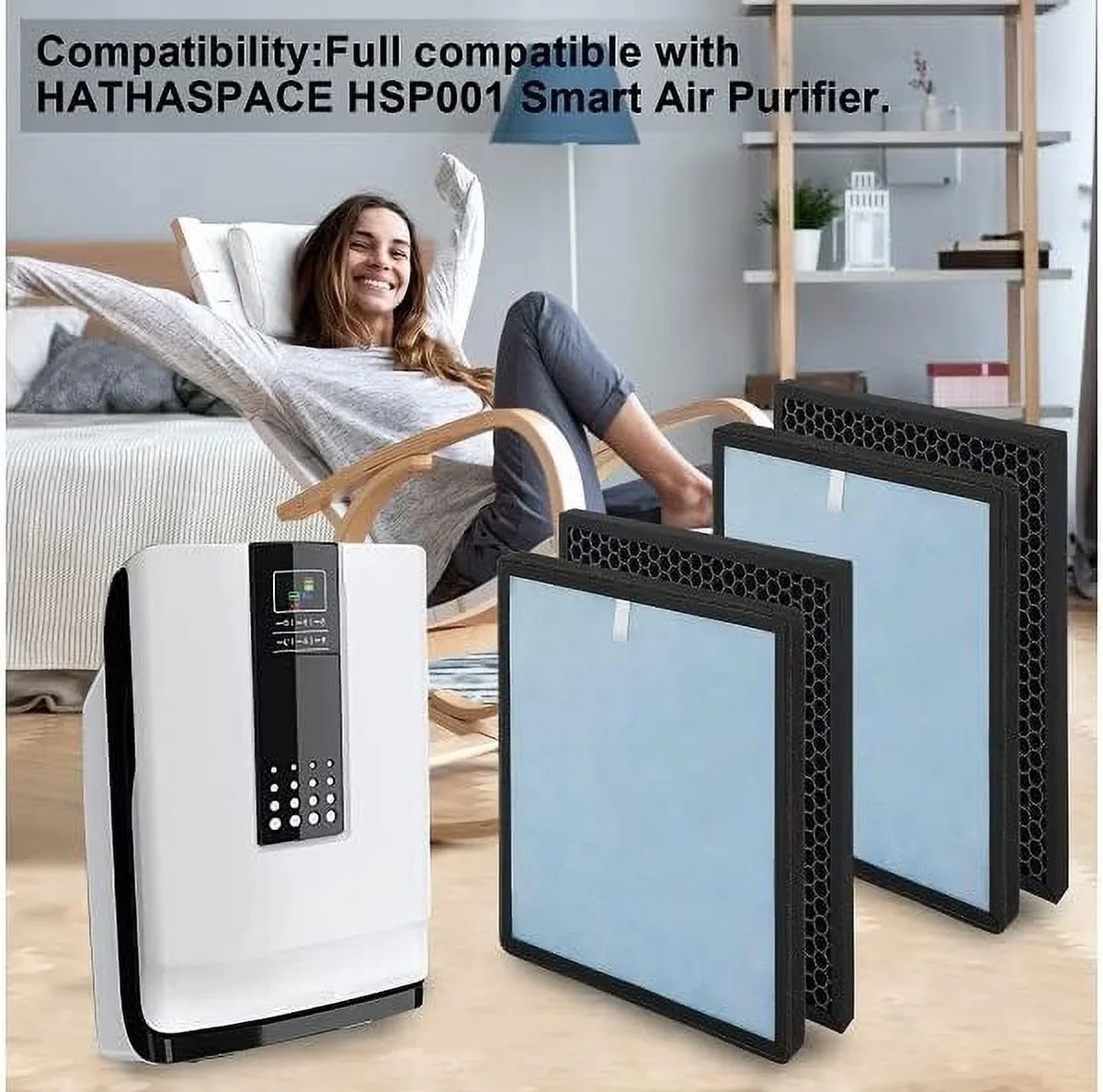 Renpho HEPA RP-AP002,Home with Purifier Filter RP-AP001/ Compatible Part&Accessories H13 Air True Replacement Air Purifier RP-AP001S/