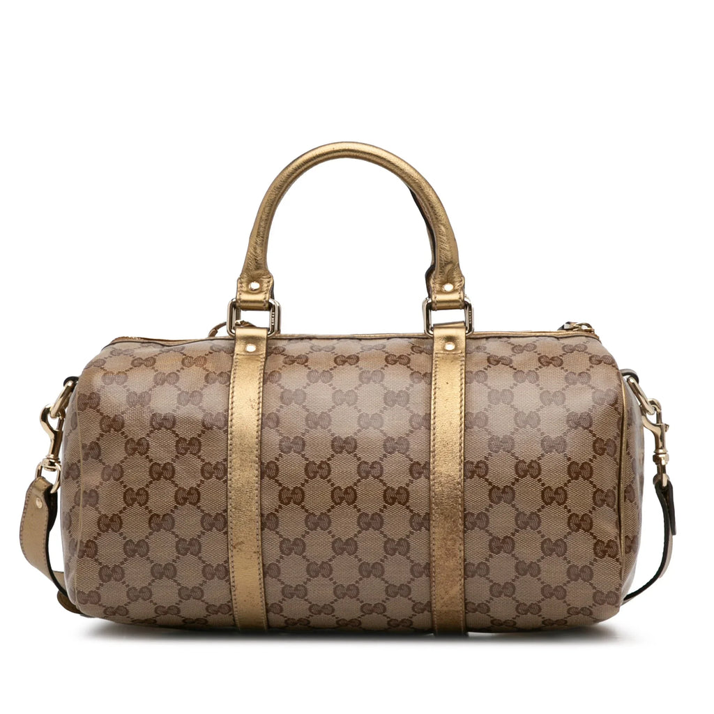 (Fair) Canvas Authenticated Fabric Coated GG Gucci Pre-Owned Unisex Satchel Brown Joy Crystal