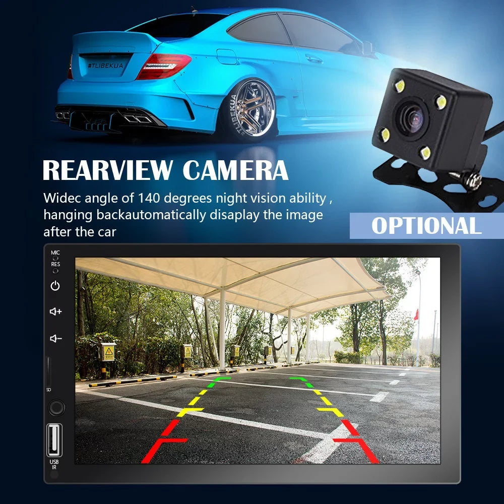 Car Touch Camera/Android 2 Screen Car for Player Din MP5 Stereo Auto/Autoradio/IOS/Bluetooth/USB/TF 7" View Rear Play with Multimedia