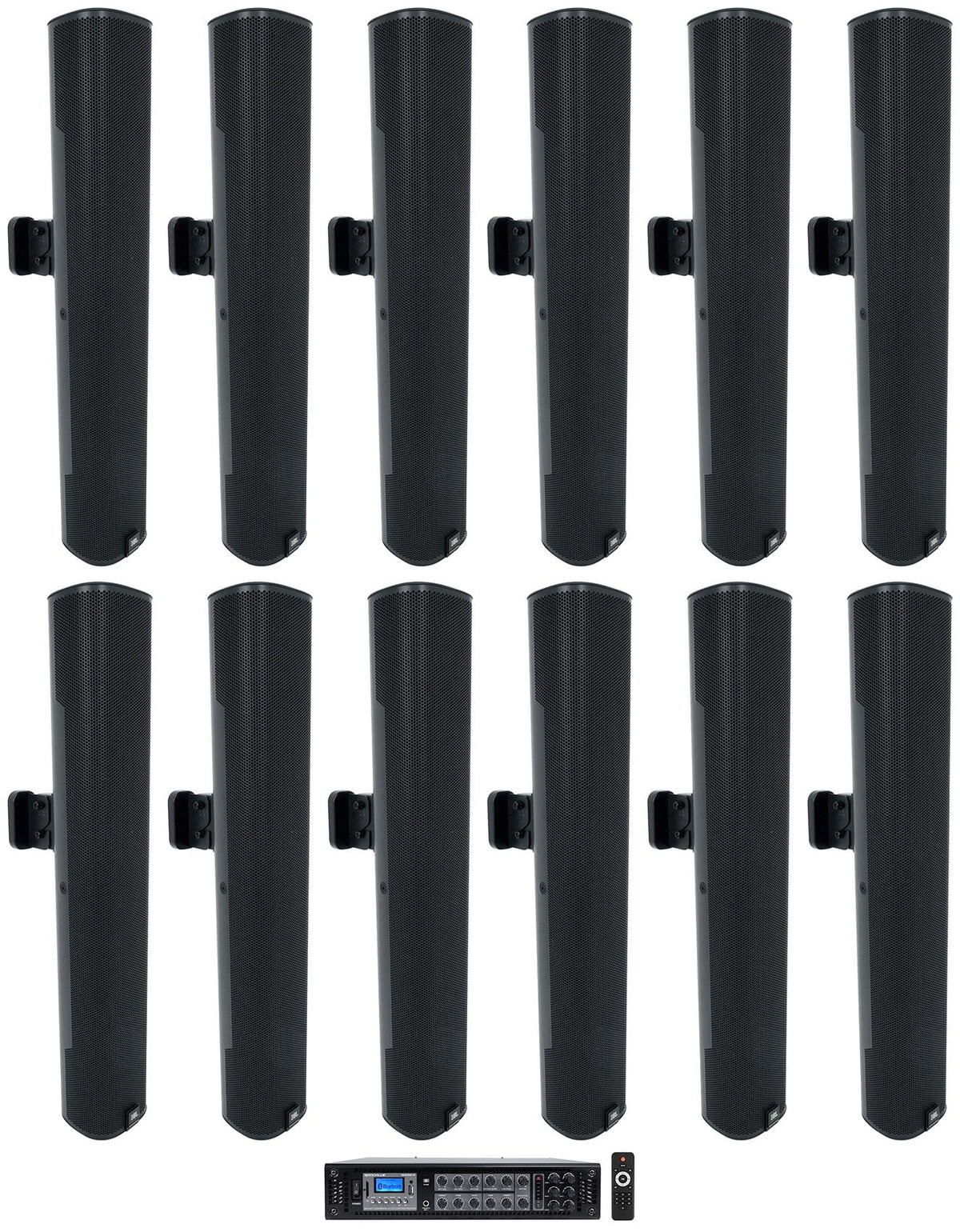 70V Array 24" Wall Column Black JBL Mount Commercial (12) Speakers+Amp COL600-BK