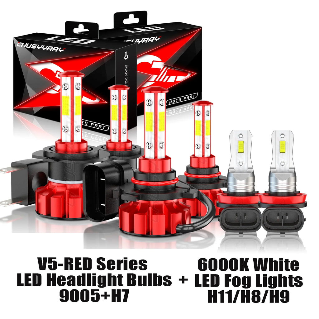 2011 High/Low Fit H8/H9 2007-2009 2010 6X Bulb Headlight Fog Mazda CX-7 Kit 9005+H7 for LED