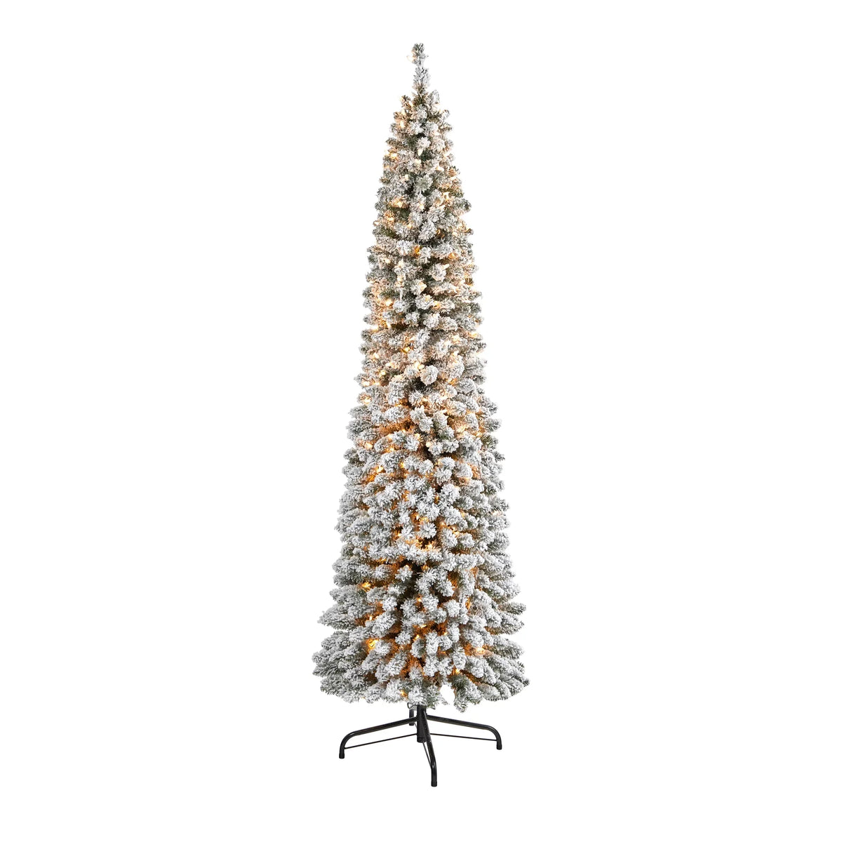 Natural Nearly 7' Tree Pencil Clear Prelit Lights 400 Artificial Flocked White Christmas