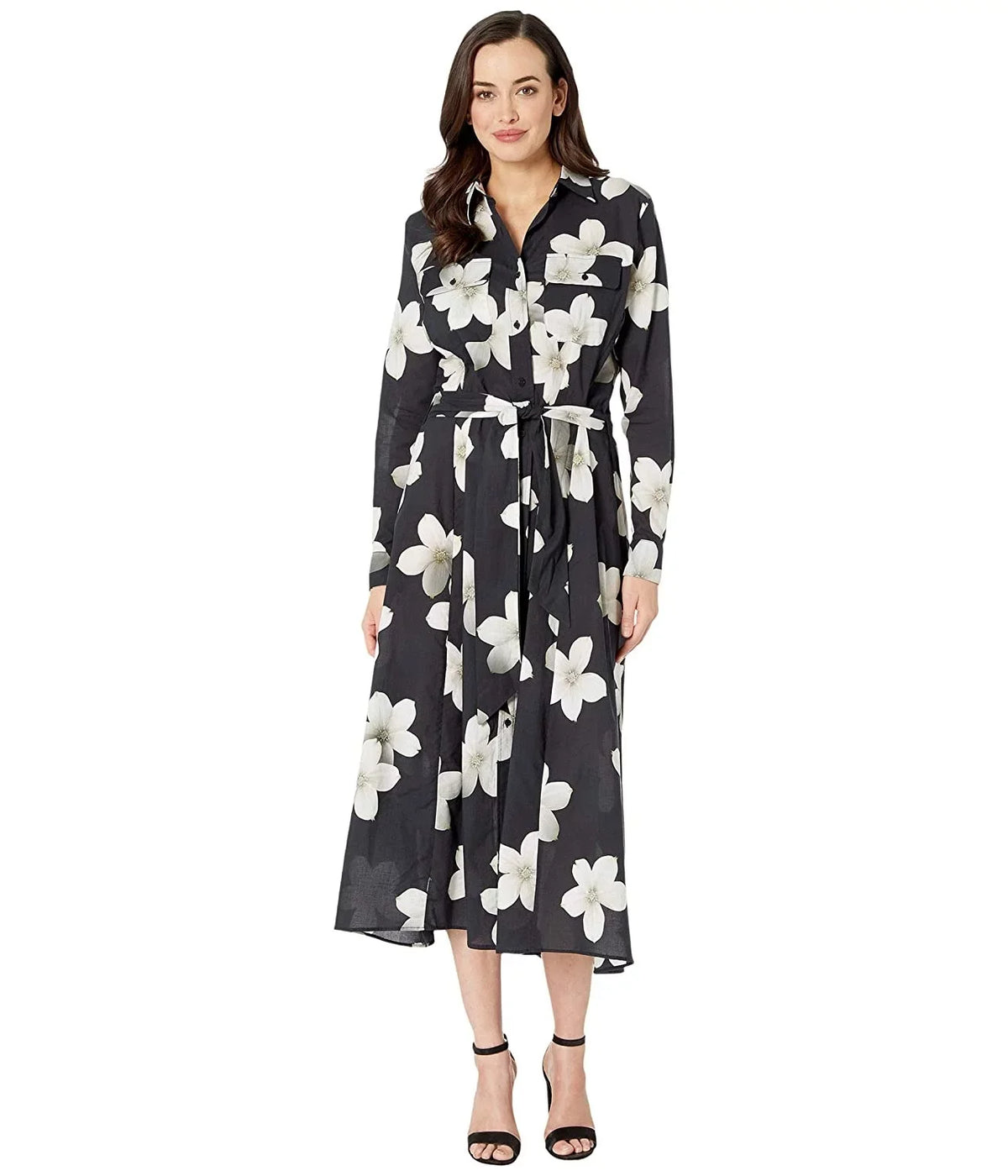 Floral Maxi Shirtdress BLACK/WHITE Ralph Cover-up, X-Large US Lauren Villa