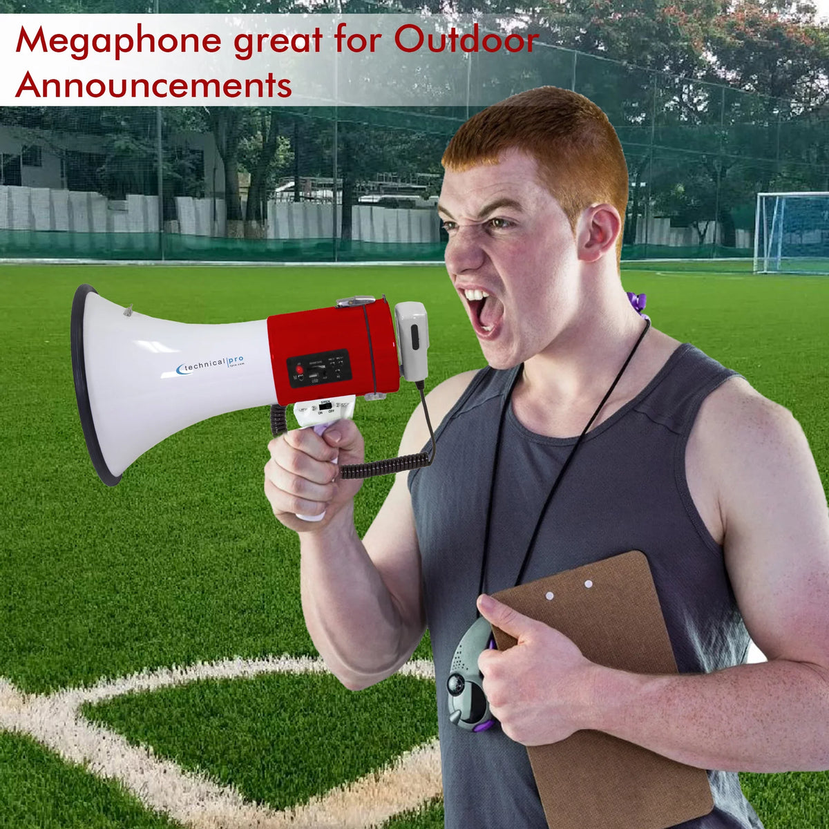 Police Outdoor Detachable Bullhorn Professional leading w/ Siren, - Speaker PA Megaphone Technical Red Pro Detachable And Microphone, Portable Voice Cheer Strap for Lightweight 75-Watt