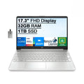 Iris Windows Intel Laptop Xe 32GB FHD 2021 Card Silver, 17.3" HD Core HP 11th USB Computer, Generation SSD, Intel Webcam, 32GB i7-1165G7, OS, RAM, Graphics, HD Backlit Keyboard, Audio, PCIe IPS 1TB