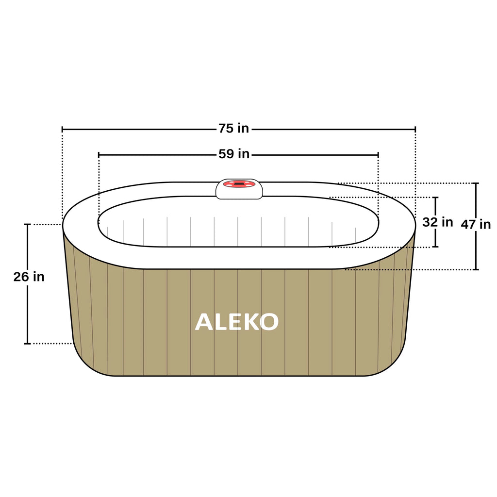 with Inflatable Tub Hot 2 145 Person Jetted Gallon Brown Cover ALEKO Oval