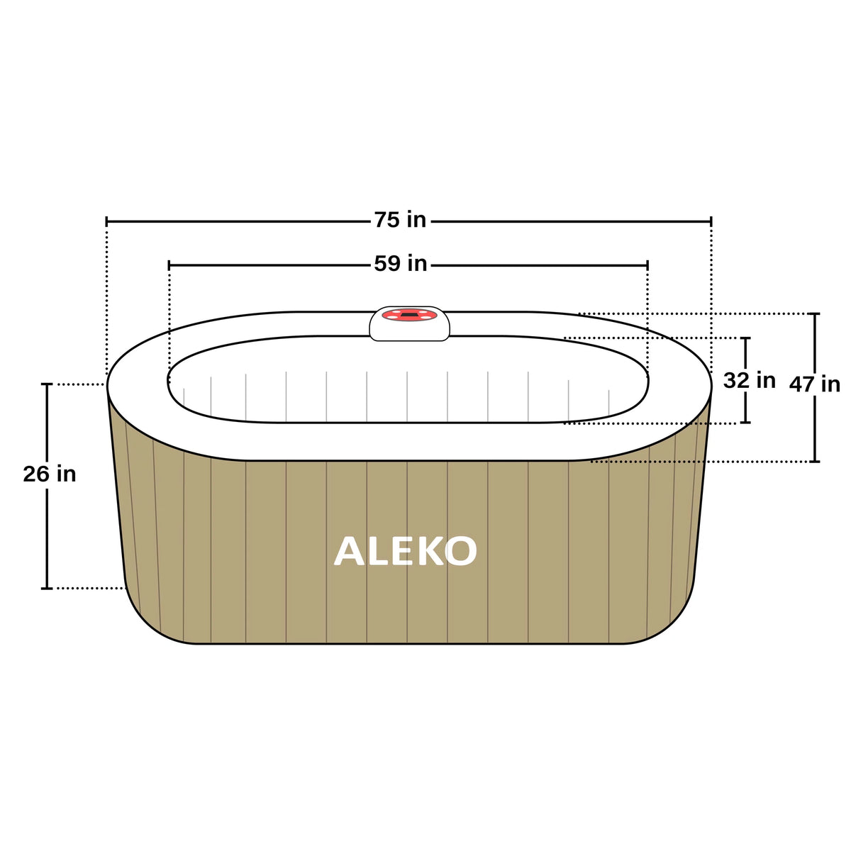 with Inflatable Tub Hot 2 145 Person Jetted Gallon Brown Cover ALEKO Oval