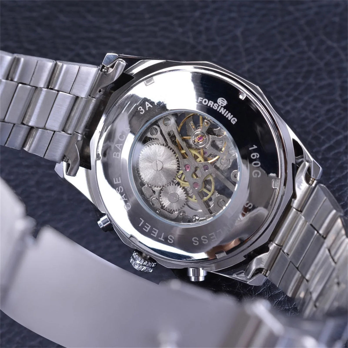 50% Belt Watch Automatic Hollow Up Mechanical Steel Full off! Mens YOHOME to