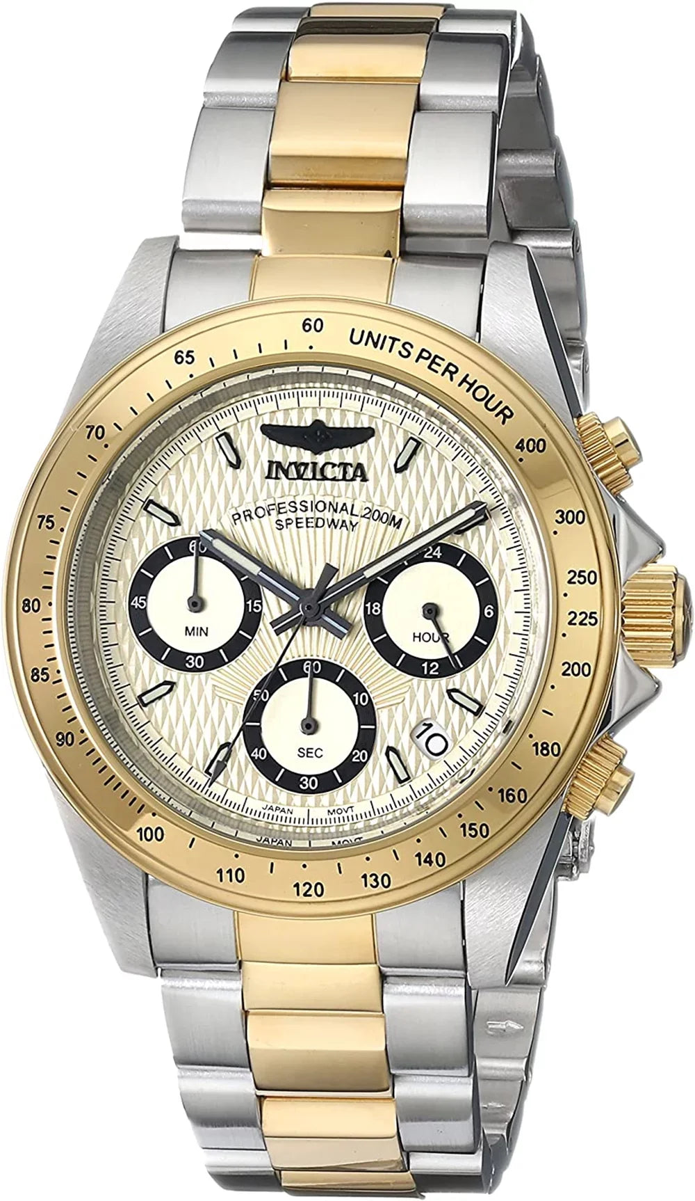 Dial Steel Quartz Tone Two 200m Gold 14930 Stainless Speedway Watch Men Invicta