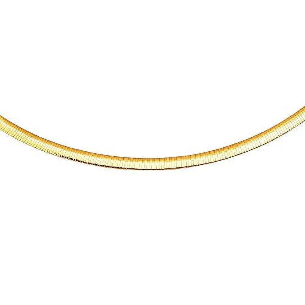 Omega 14K Silver Inches 18 2-Tone Domed Gold Chain Reversible And 5mm Yellow Sterling Gold